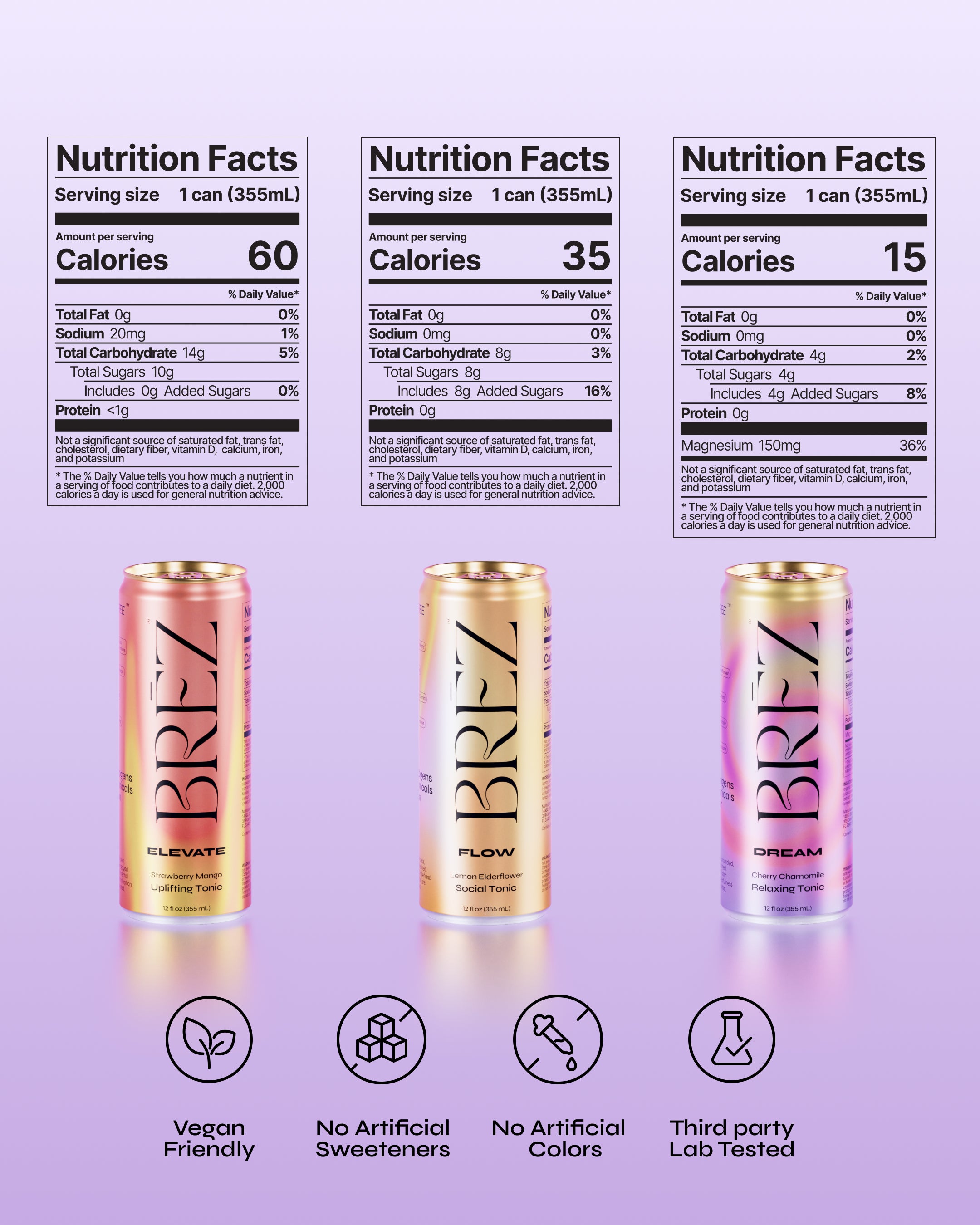 Adaptogen Trio | Non-Alcoholic Seltzers | BRĒZ